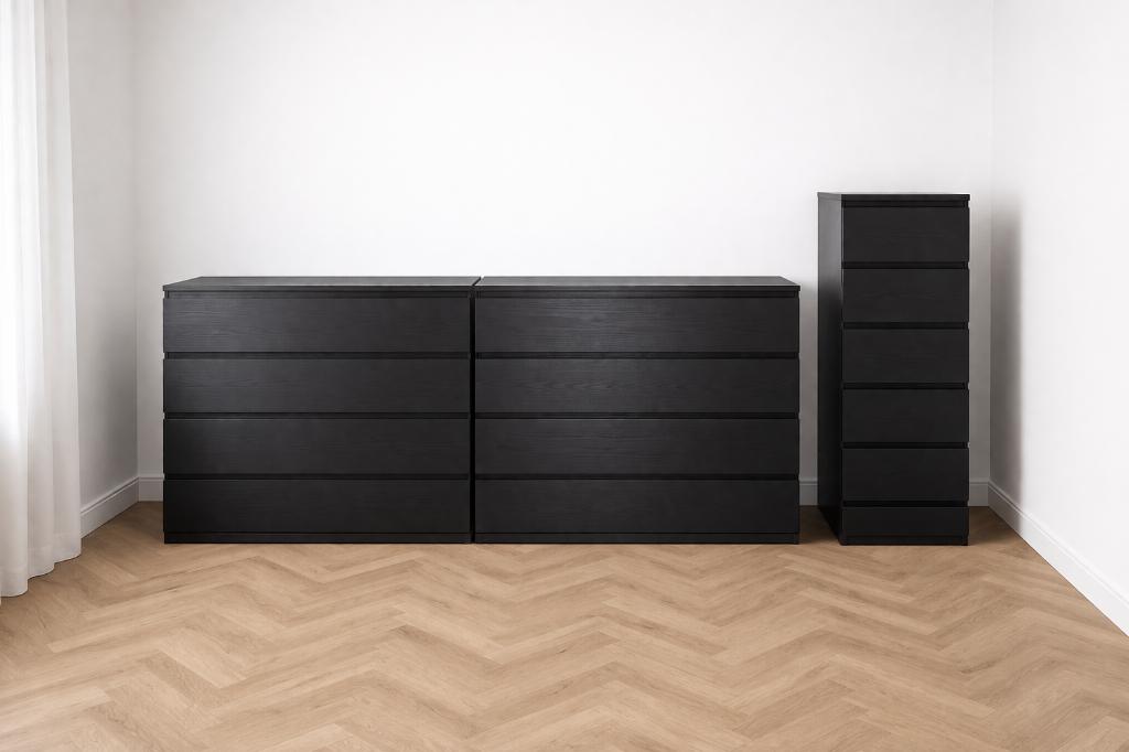 MALM Ladekast 3 lades, zwart, 80x78 cm, Ophalen, Gebruikt, 50 tot 100 cm, 3 of 4 laden