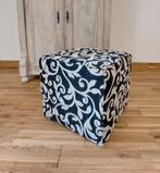 Poef zwart beige 43x43x40 cm, Ophalen