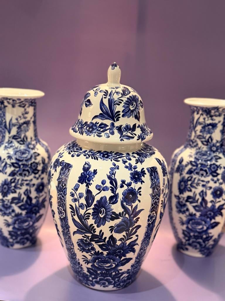 Delfts Blauw Gemberpot en Vazen Set - Royal Sphinx C. Delfts, Antiek en Kunst, Ophalen of Verzenden