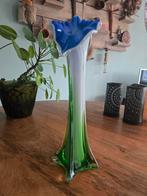Murano Vaas 30 cm - Blauw, Wit, Groen Glas, Ophalen of Verzenden