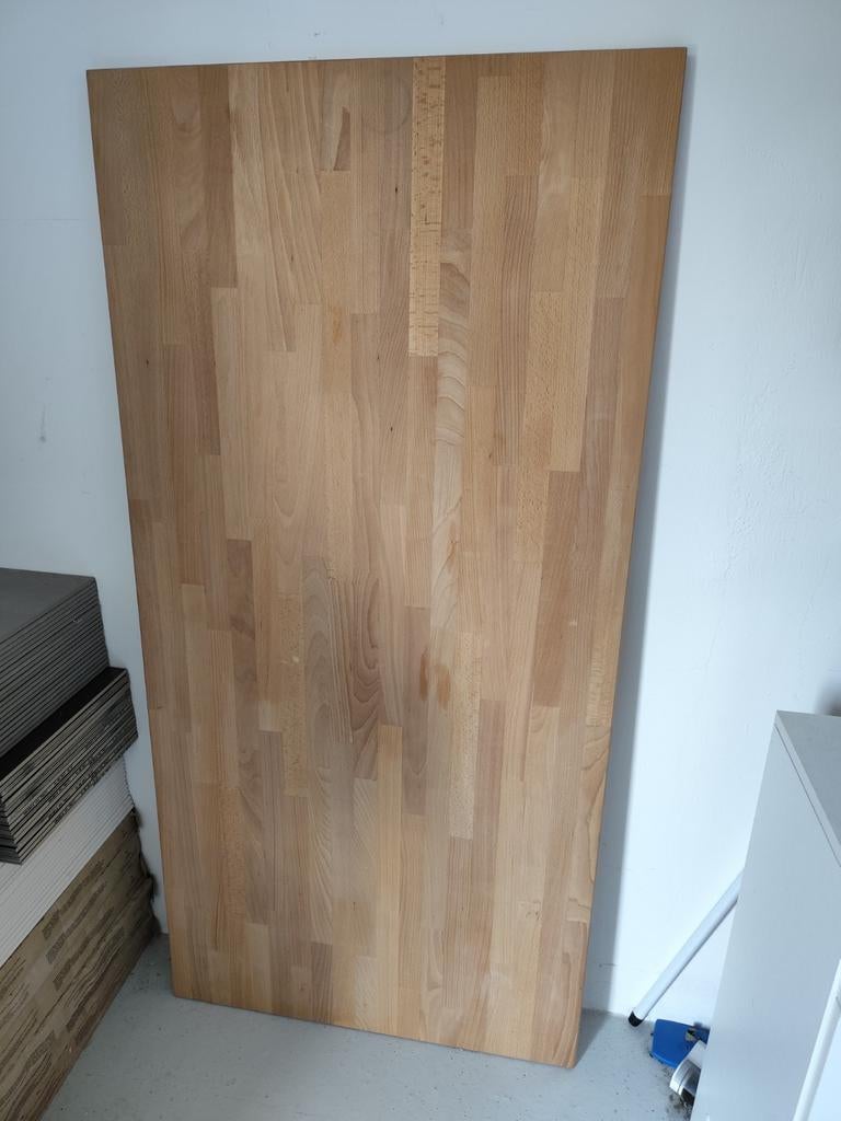 Bureaublad hout + Schragen, Ophalen, Gebruikt, Hout, Industrieel