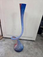 Glazen vaas rood, wit en blauw vintage, Ophalen of Verzenden