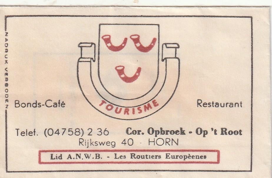 Suikerzakje #1070 : Tourisme Opbroek- Op 't Root Horn, Verzenden, Nederland