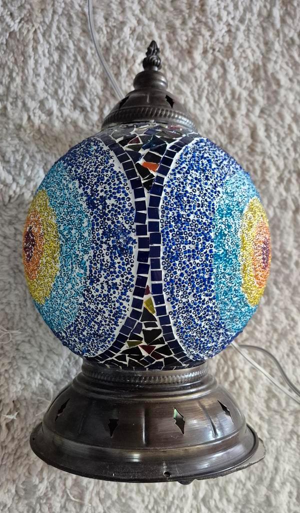 Prachtige Glas in Lood Mozaïek Lamp - Oosterse Sfeer, Huis en Inrichting, Lampen | Tafellampen, Gebruikt, Minder dan 50 cm, Glas