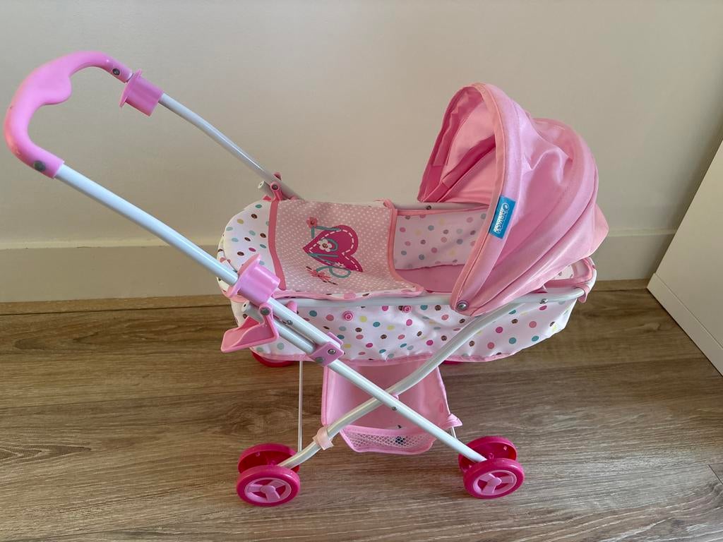 Roze poppenwagen met stippen en vlinder, Ophalen, Gebruikt, Overige typen