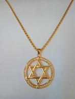 Goudkleurige davidster hanger met steentjes en ketting nieuw, Sieraden, Tassen en Uiterlijk, Kettingen, Ophalen of Verzenden, Nieuw