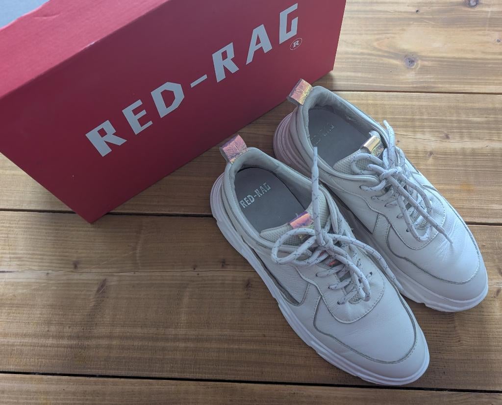 Red - Rag White Combi Fantasy Leren Sneakers Maat 38, Wit, Ophalen of Verzenden, Sneakers of Gympen, Zo goed als nieuw