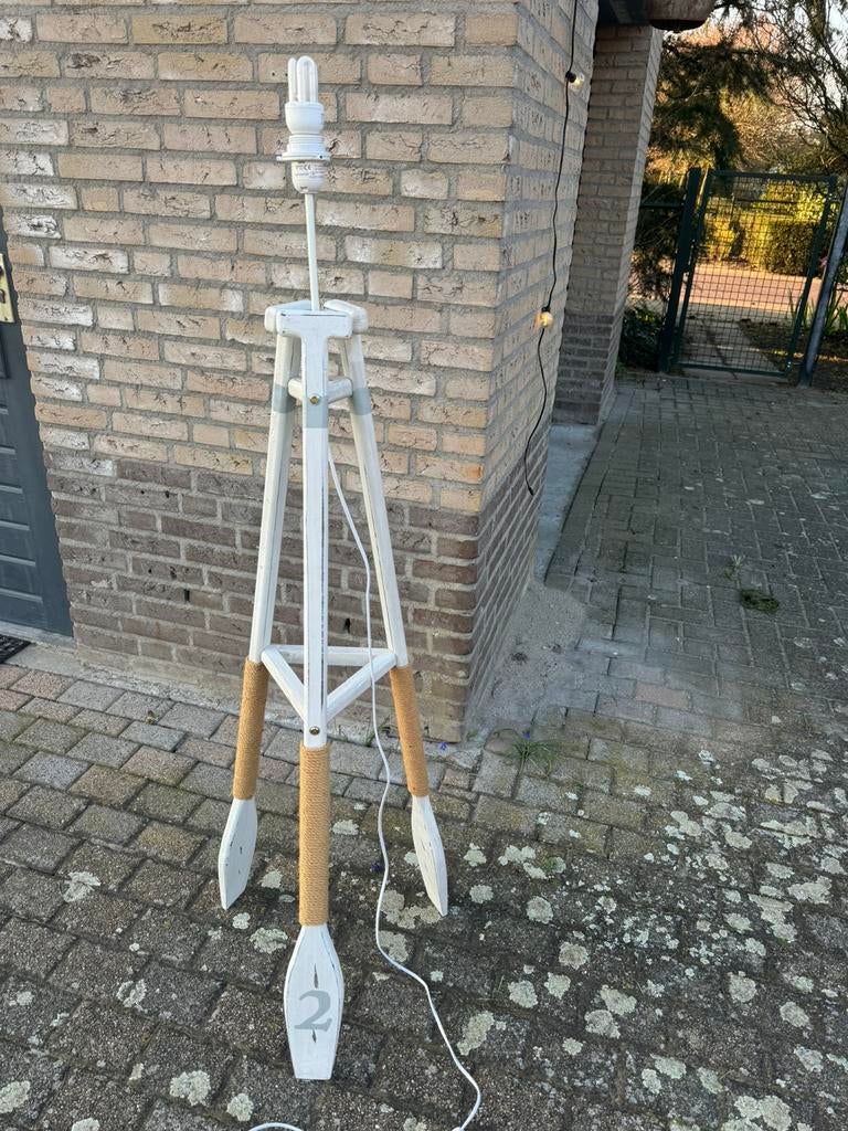 Unieke staande lamp / tripod lamp – nautische stijl, Ophalen of Verzenden, Zo goed als nieuw, 150 tot 200 cm