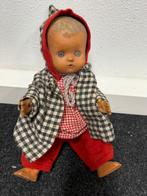 Vintage Babypop met Geruite Jas, Ophalen of Verzenden, Gebruikt, Babypop
