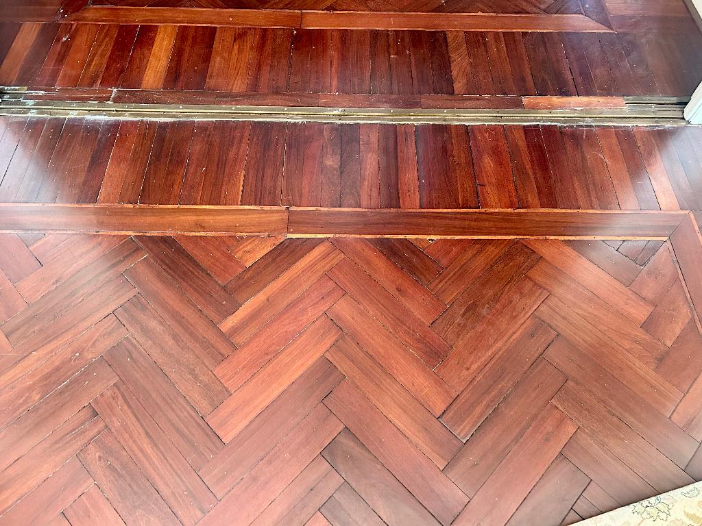 Schitterende Bruynzeel massief mahonie houten parketvloer., Ophalen