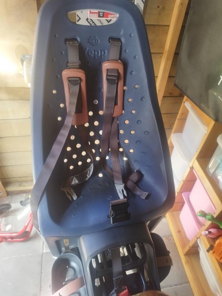 Yepp achterzitje donkerblauw, Fietsen en Brommers, Ophalen, Gebruikt