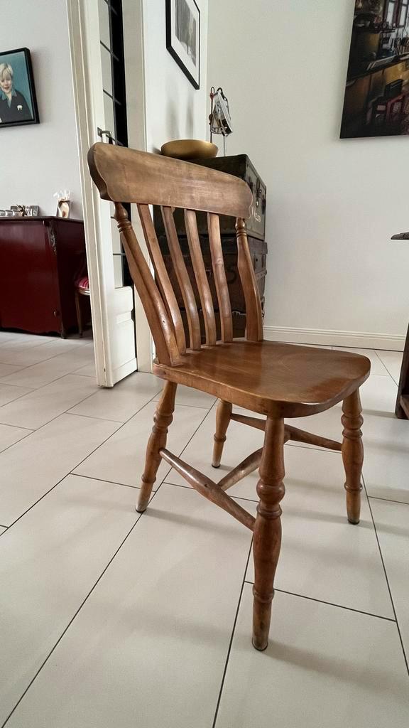 Houten brocante stoel (6 stuks), Huis en Inrichting, Stoelen, Gebruikt, Vijf, Zes of meer stoelen, Hout, Bruin, Ophalen