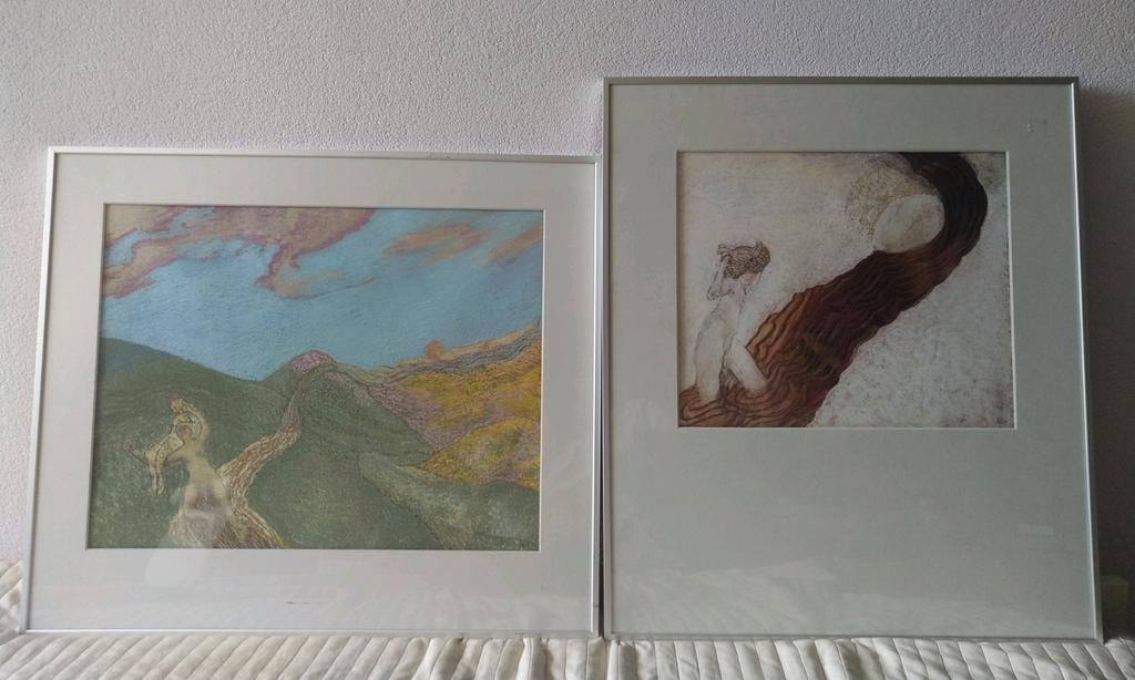 Jolanda de Wit 2 x pastelkrijt tekening erotiek naakt, Ophalen