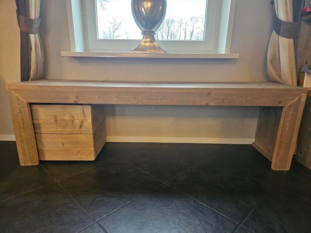 Speeltafel en opbergkist steigerhout Jorg, Ophalen, Gebruikt, Tafel