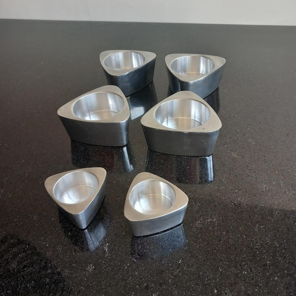 IKEA NÄSSJÖ waxinelichthouders  6 stuks (4 groot + 2 klein), Ophalen of Verzenden, Gebruikt, Metaal, Minder dan 25 cm