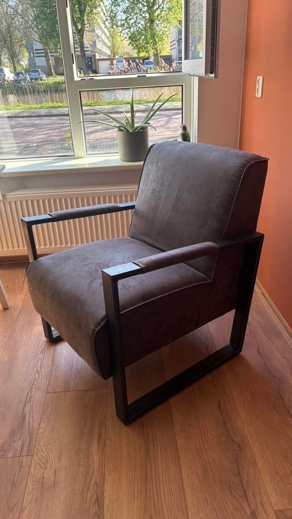 Fauteuil Grijs, Huis en Inrichting, Fauteuils, Ophalen, Minder dan 75 cm, Zo goed als nieuw, Leer