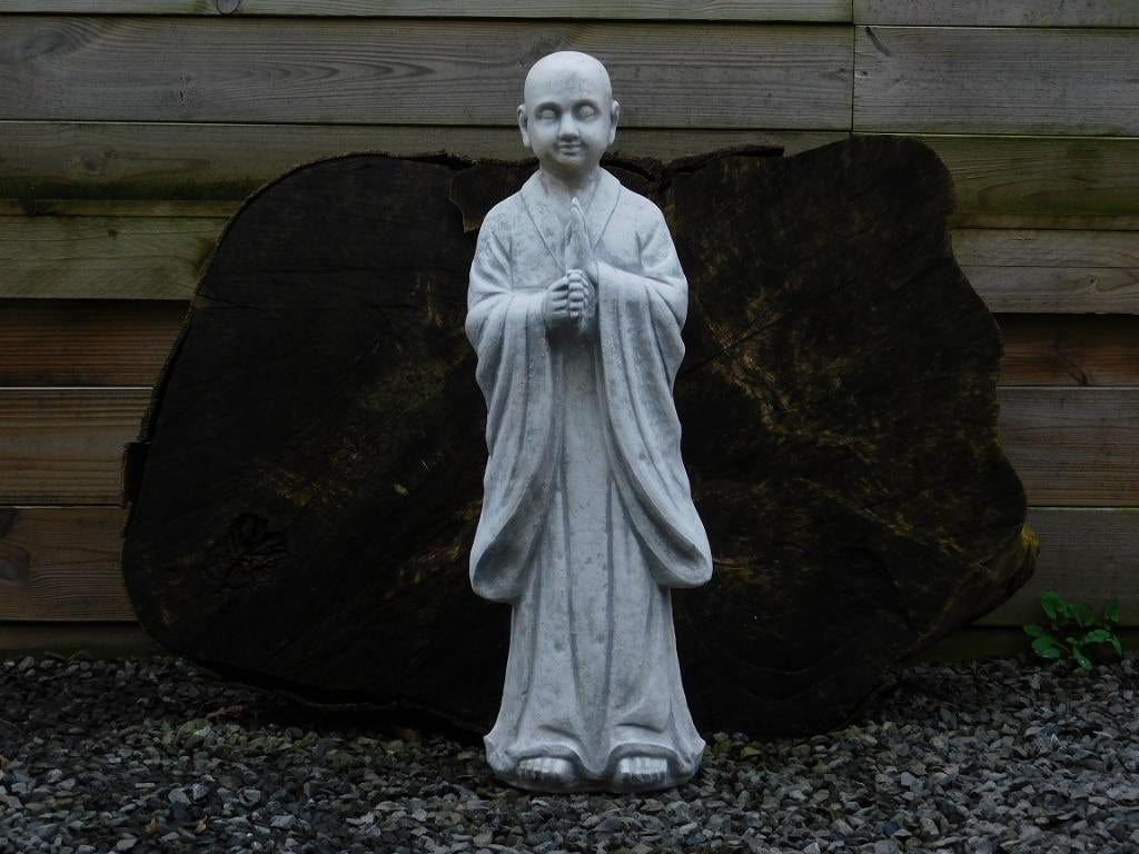 Groetende Monnik - vol steen, Tuin en Terras, Tuinbeelden, Nieuw, Mensenbeeld, Steen, Ophalen of Verzenden