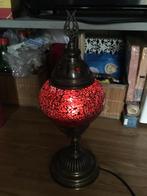 Zeer mooie oosterse lamp met rood/ bruin krakelee glas, Ophalen of Verzenden, Zo goed als nieuw, Glas, Minder dan 50 cm