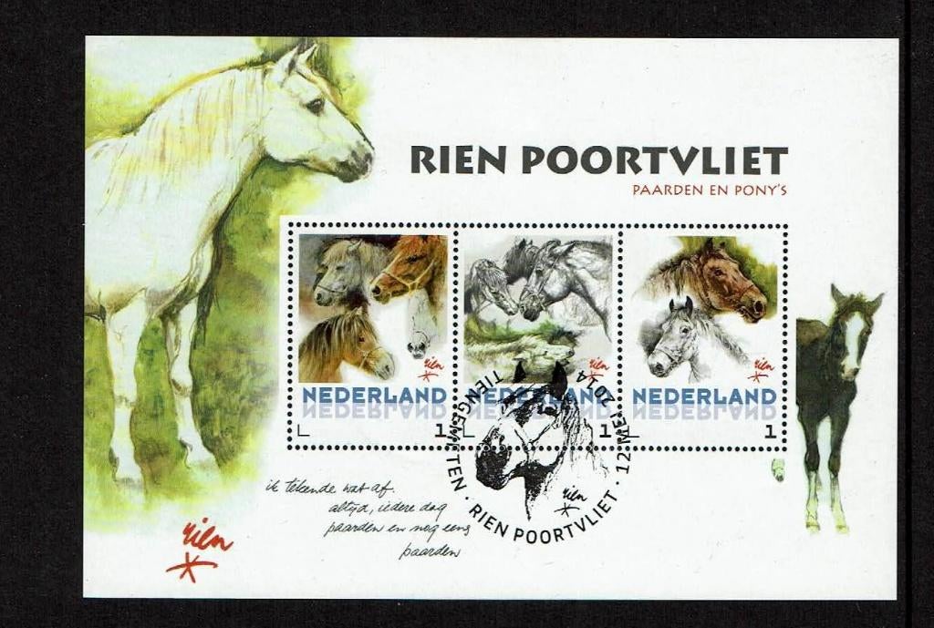 Nederland Rien Poortvliet paarden en pony's gestempeld, Verzenden, Na 1940, Gestempeld