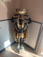 Grote Egyptische Farao Standbeeld met Schaal - Zwart/Goud, Antiek en Kunst, Ophalen