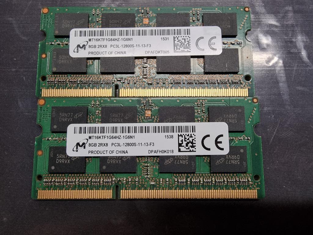 16GB (2x8GB) 1600Mhz PC3-12800 DDR3L 1,35 Volt 2RX8 Micron, Computers en Software, RAM geheugen, DDR3, Ophalen of Verzenden, Zo goed als nieuw