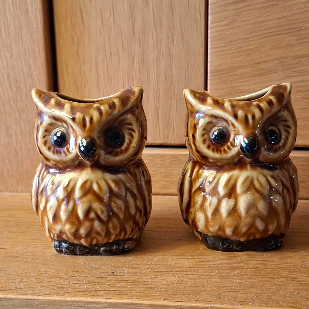 Twee kleine Vintage uil beeldjes, Ophalen, Zo goed als nieuw, Dier