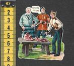 Soldaten sorteren vleesrantsoen antiek poezieplaatje (789), Verzamelen, Poesieplaatjes, Ophalen of Verzenden