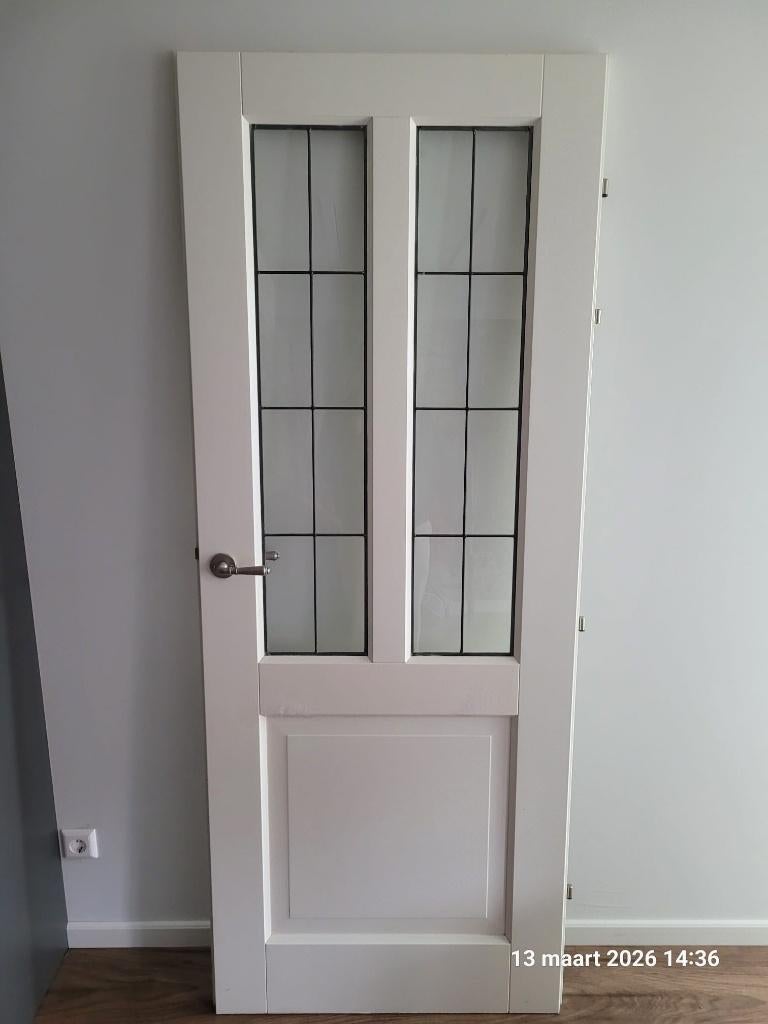 binnendeur met glas in lood, Ophalen, 80 tot 100 cm, Binnendeur, Zo goed als nieuw