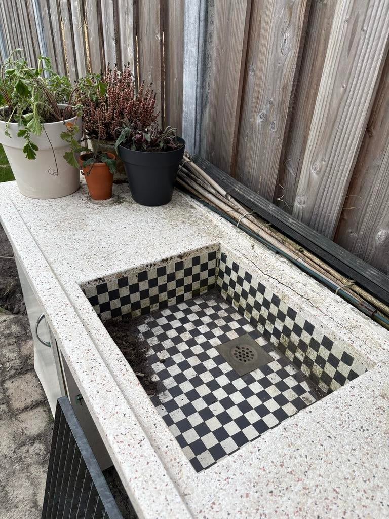 Gratis afhalen: Terrazzo keukenblad met spoelbak, Huis en Inrichting, Ophalen, Gebruikt, Overige typen, Overige kleuren