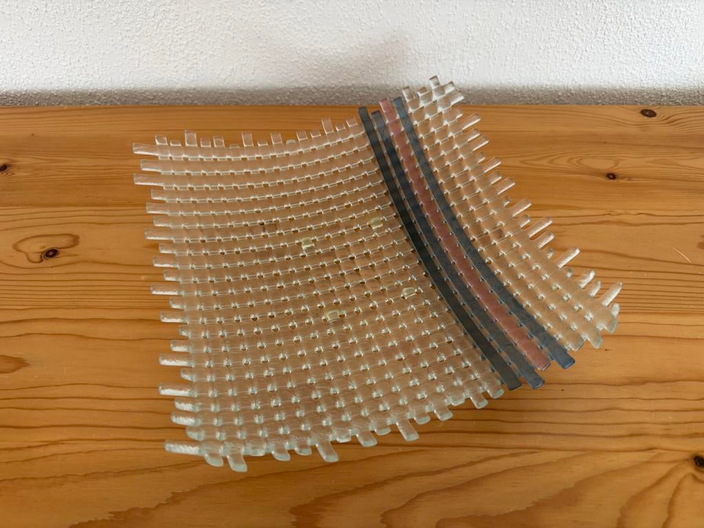 Unieke handgemaakte glazen schaal, Ophalen, Schaal, Vierkant, Nieuw