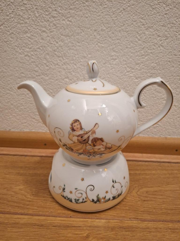 Engelen servies theepot & rechaud Goebel porselein., Ophalen of Verzenden, Zo goed als nieuw, Porselein, Overige typen