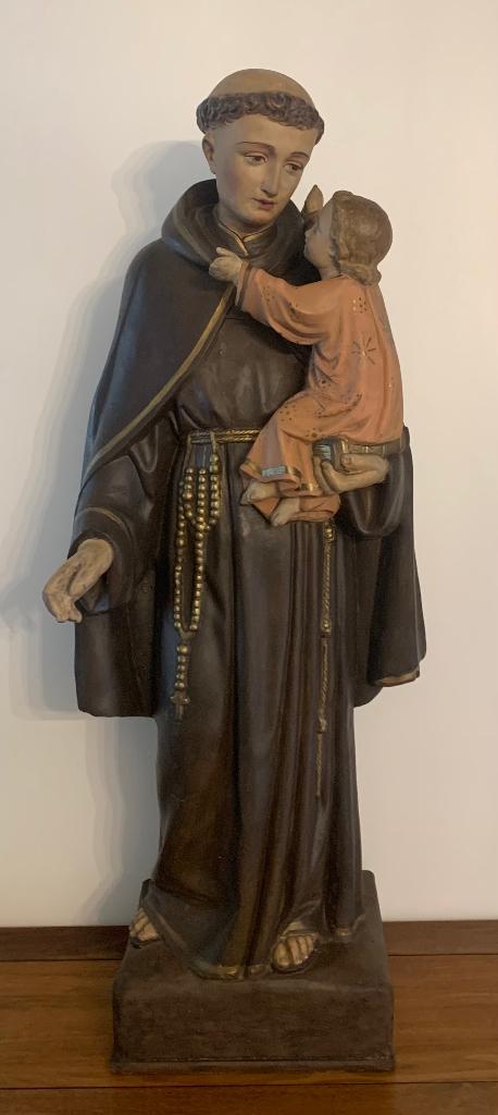 Groot Antiek Kerkbeeld ~ Heiligenbeeld~ Antonius Jezus 120cm, Ophalen
