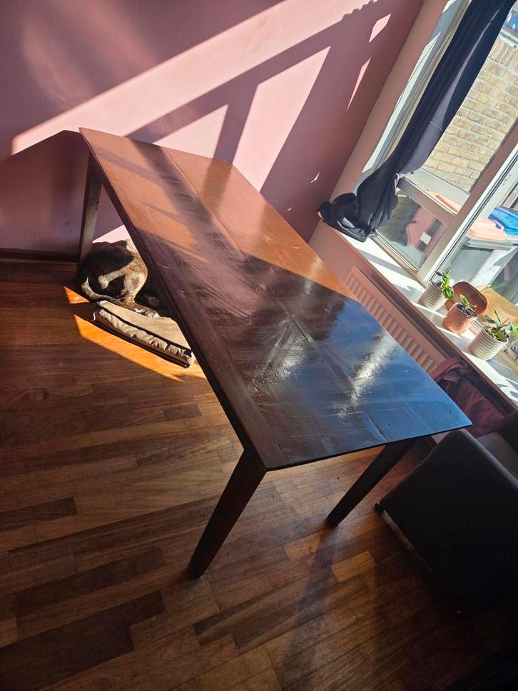 Sfeervolle bruine houten eettafel voor 8 personen, Huis en Inrichting, Tafels | Eettafels, Gebruikt, Vijf personen of meer, Overige houtsoorten