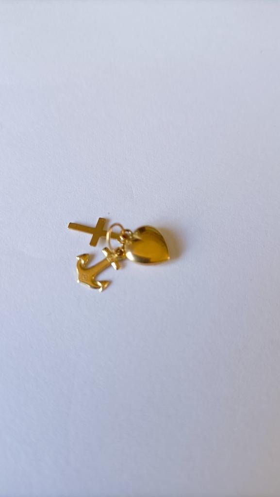 Oud gouden hangertje hoop, geloof en liefde, 14 krt, Verzenden, Goud, Hanger