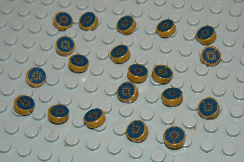 L1026 Tegels 1x1 rond goud met opdruk kompas 20 st., Ophalen of Verzenden, Nieuw, Losse stenen, Lego
