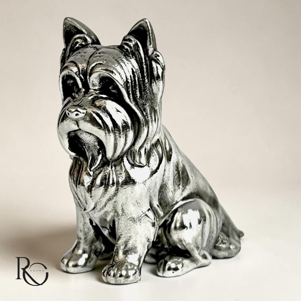 Yorkshire Terrier (zittend)  Zilveren Miniatuur 925 Sterling, Ophalen of Verzenden, Zilver