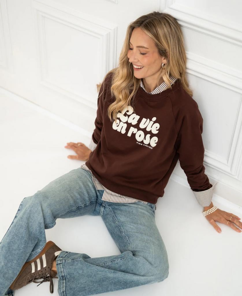Plein Publique sweater 'La Vie en Rose', Kleding | Dames, Ophalen of Verzenden, Zo goed als nieuw, Maat 42/44 (L), Bruin