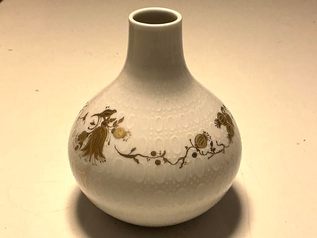 Bjørn Wiinblad: 'Romanze' vaasje wit en goud Rosenthal 1957, Ophalen of Verzenden