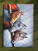 Metalen wanddecoratie 3 paarden 100x70cm, Ophalen, Gebruikt
