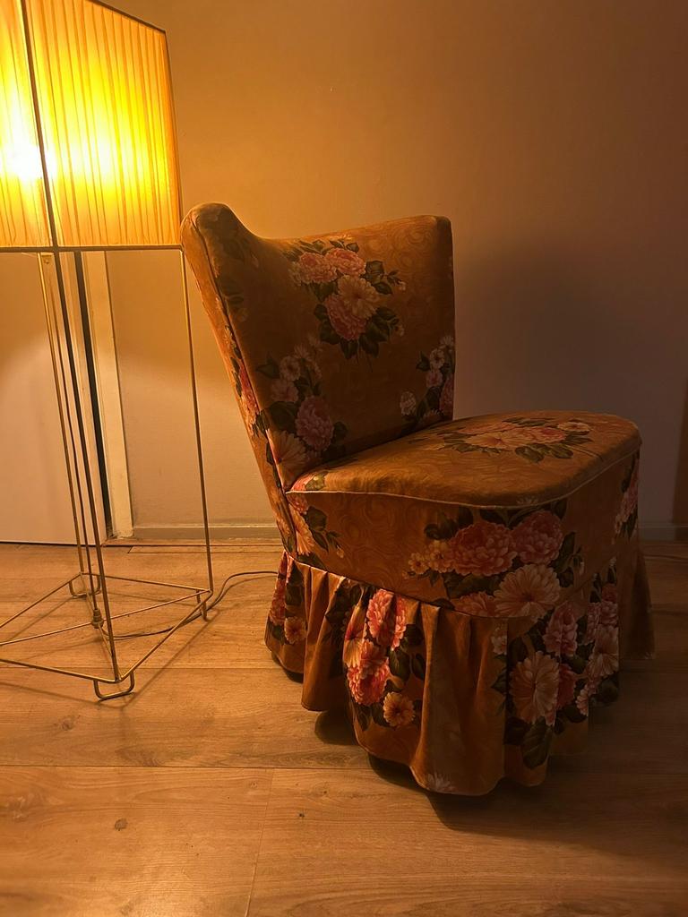Vintage brei stoel, Huis en Inrichting, Lampen | Vloerlampen, Ophalen, Zo goed als nieuw