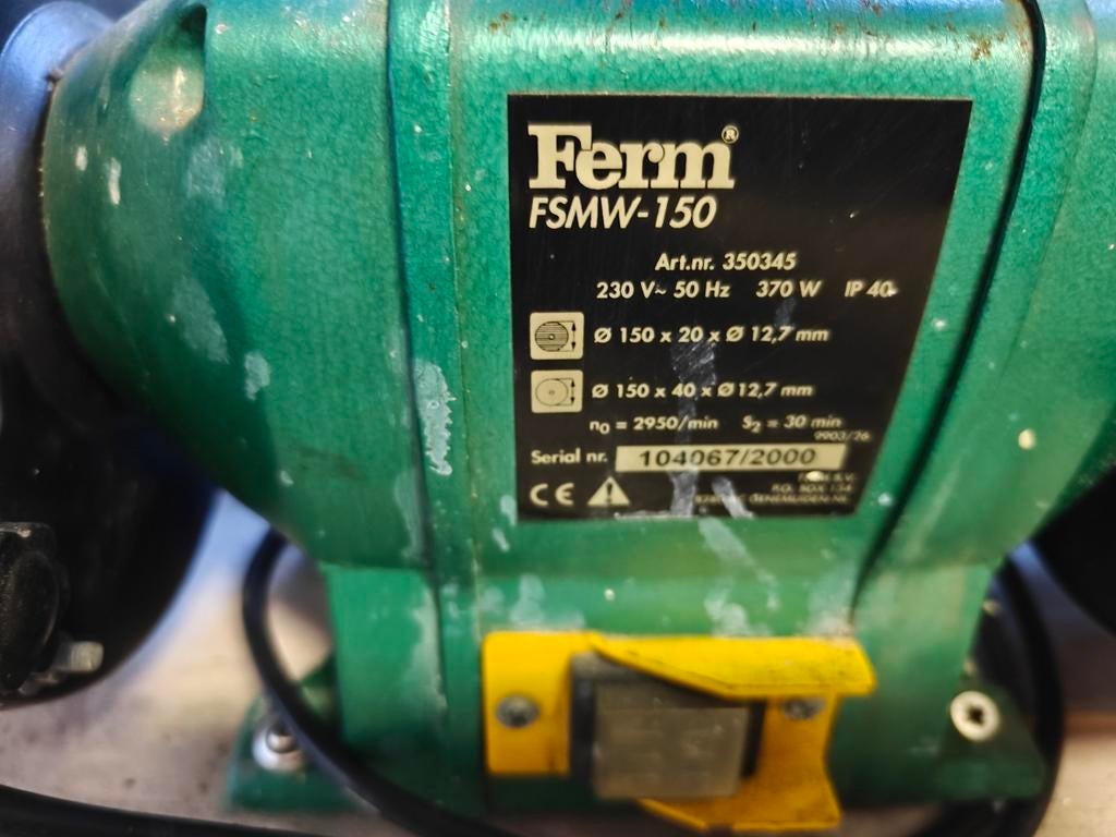 Ferm FSMW-150 Werkbankslijpmachine - Gebruikt, Ophalen, Gebruikt, Minder dan 700 watt, Werkbankslijpmachine