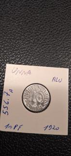 Duits notgeld 10 pfennig 1920 Unna alu., Postzegels en Munten, Ophalen of Verzenden, Duitsland