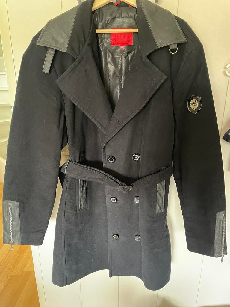 Gevoerde wollen Parka jas heren maat L/ XL zwart, Ophalen of Verzenden, Zo goed als nieuw, Maat 52/54 (L), Zwart