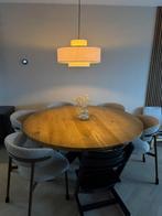 Massief eiken eettafel 150cm met stalen spinpoot, Huis en Inrichting, Tafels | Eettafels, Ophalen, Zo goed als nieuw, Rond, 100 tot 150 cm