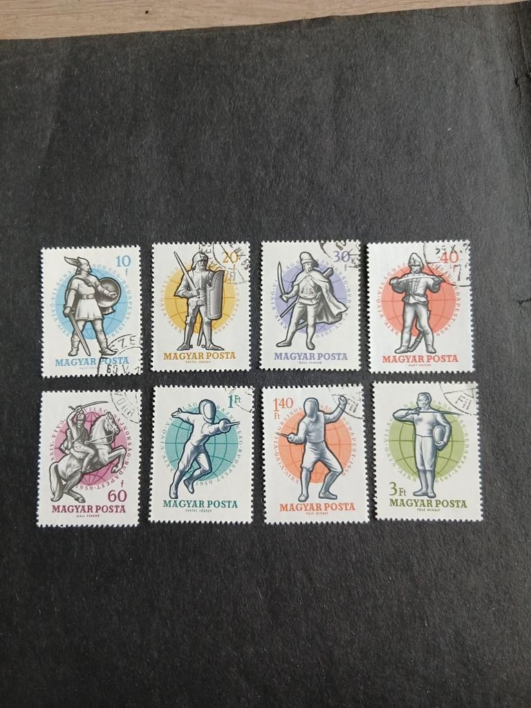 Hongarije, sport , WK schermen 1959   gestempeld, Ophalen of Verzenden, Gestempeld, Sport