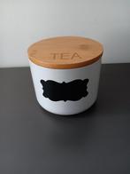 Keramische theebus met bamboe deksel wit, Ophalen of Verzenden, Zo goed als nieuw