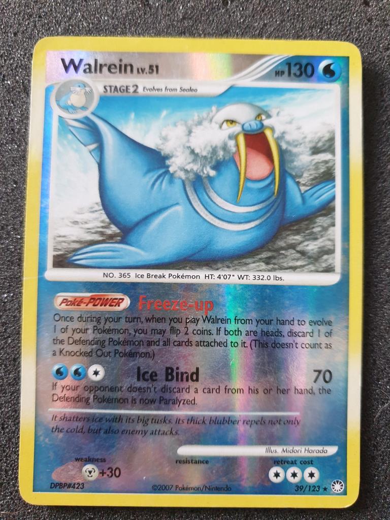 Pokémon kaart Walrein Lv.51 reverse #39 Mysterious Treasures, Ophalen of Verzenden, Gebruikt, Losse kaart