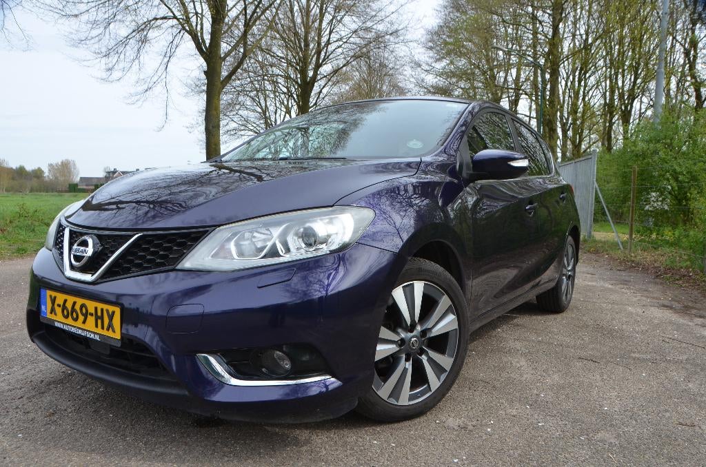 Nissan Pulsar 1.2 DIG-T| LAGE KMSTAND| 360CAM| VOLLEER, Auto's, Nissan, Zwart, 4 cilinders, 1165 kg, Blauw