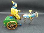 Opwindbaar blikken paardenkar met clown, Antiek en Kunst, Ophalen of Verzenden