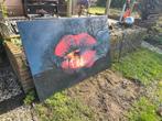 Glas schilderij lippen met bladgoud 150 x100, Ophalen, Gebruikt, Schilderij, 75 cm of meer